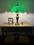 Tiffany Style Table Lamp Green Leaves Stained Glass 24"H*16"W*16"D