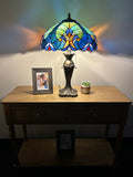 Enjoy Tiffany Style Table Lamp Stained Glass Vintage  included 2 LED bulbs ET1641 H24*W16 inch