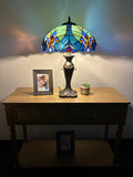 Enjoy Tiffany Style Table Lamp Stained Glass Vintage  included 2 LED bulbs ET1641 H24*W16 inch