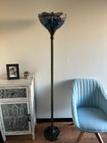 Enjoy Tiffany Style Torch Floor Lamp Blue Stained Glass Dragonfly Vintage EF1207