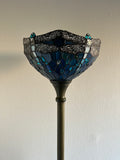 Enjoy Tiffany Style Torch Floor Lamp Blue Stained Glass Dragonfly Vintage EF1207