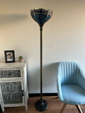 Enjoy Tiffany Style Torch Floor Lamp Blue Stained Glass Dragonfly Vintage EF1207