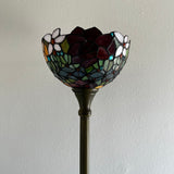 Enjoy Tiffany Style Torch Floor Lamp Stained Glass Rose Flowers Vintage EF1203