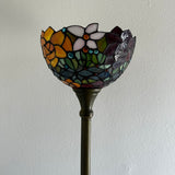 Enjoy Tiffany Style Torch Floor Lamp Stained Glass Rose Flowers Vintage EF1203