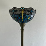 Tiffany style  Torch Floor Lamp Stained Glass Dragonfly EF1211