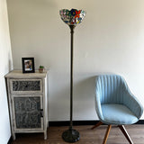 Enjoy Tiffany Style Torch Floor Lamp Stained Glass Hummingbird Flower Floor Lamp EF1257