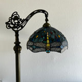 Tiffany style floor Lamp Stained Glass Dragonfly Gooseneck Adjustable Vintage EF1210