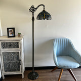 Tiffany style floor Lamp Stained Glass Dragonfly Gooseneck Adjustable Vintage EF1210