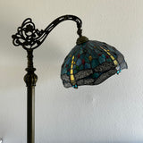 Tiffany style floor Lamp Stained Glass Dragonfly Gooseneck Adjustable Vintage EF1210