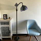 Enjoy Tiffany Style Floor Lamp Purple Stained Glass Gooseneck Adjustable Vintage EF1282