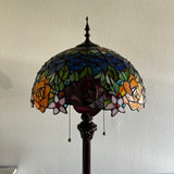 Tiffany style floor lamp Stained Glass Rose Flowers included 2 LED bulbs EF1603-B