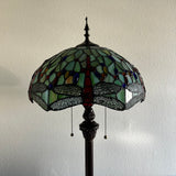 Enjoy Tiffany style floor lamp Jade Green Stained Glass Dragonfly EF1612