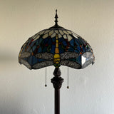 Enjoy Tiffany Style Floor Lamp Dragonfly Blue Stained Glass EF1662