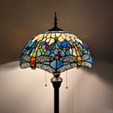 Enjoy Tiffany Style Floor Lamp Dragonfly Blue Stained Glass EF1662