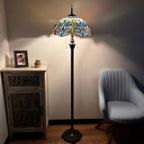 Enjoy Tiffany Style Floor Lamp Dragonfly Blue Stained Glass EF1662