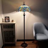 Enjoy Tiffany Style Floor Lamp Dragonfly Blue Stained Glass EF1662