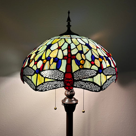 Enjoy Tiffany style floor lamp Jade Green Stained Glass Dragonfly EF1612