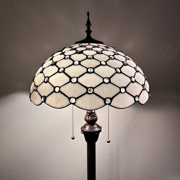 Enjoy Tiffany Style Floor Lamp Stained Glass Crystal Beans Vintage included 2 LED bulbs EF1606