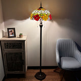 Tiffany style floor lamp Stained Glass Rose Flowers EF1603