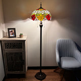 Tiffany style floor lamp Stained Glass Rose Flowers EF1603