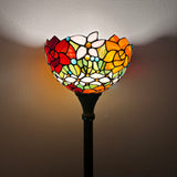 Enjoy Tiffany Style Torch Floor Lamp Stained Glass Rose Flowers Vintage EF1203