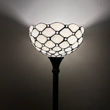 Enjoy Tiffany Style Torch Floor Lamp Crystal Bean White Stained Glass EF1205