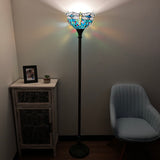 Tiffany style  Torch Floor Lamp Stained Glass Dragonfly EF1211