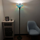 Tiffany style  Torch Floor Lamp Stained Glass Dragonfly EF1211