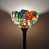 Enjoy Tiffany Style Torch Floor Lamp Stained Glass Hummingbird Flower Floor Lamp EF1257