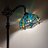 Tiffany style floor Lamp Stained Glass Dragonfly Gooseneck Adjustable Vintage EF1210