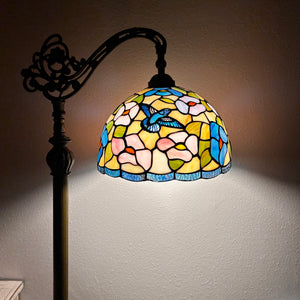 Enjoy Tiffany Style Floor Lamp Hummingbird Flowers Stained Glass Gooseneck Adjustable  Vintage EF1222