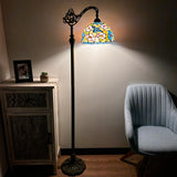 Enjoy Tiffany Style Floor Lamp Hummingbird Flowers Stained Glass Gooseneck Adjustable  Vintage EF1222