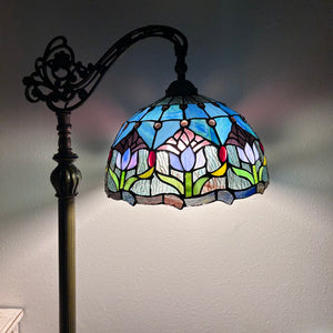 Enjoy Tiffany Style Floor Lamp Stained Glass Tulips Gooseneck Adjustable EF1256