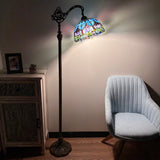 Enjoy Tiffany Style Floor Lamp Stained Glass Tulips Gooseneck Adjustable EF1256