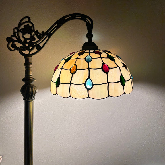 Enjoy Decor Lamps Tiffany Style Floor Lamp Gold Stained Glass Crystal Beans  Gooseneck Adjustable Vintage EF1276