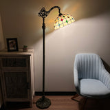 Enjoy Decor Lamps Tiffany Style Floor Lamp Gold Stained Glass Crystal Beans  Gooseneck Adjustable Vintage EF1276