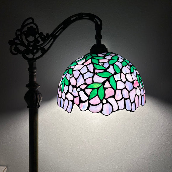 Enjoy Tiffany Style Floor Lamp Purple Stained Glass Gooseneck Adjustable Vintage EF1282