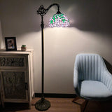 Enjoy Tiffany Style Floor Lamp Purple Stained Glass Gooseneck Adjustable Vintage EF1282