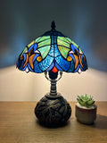 Enjoy Tiffany Style Table Lamp Blue Stained Glass Include LED Bulb ET1041 H14*W10 In