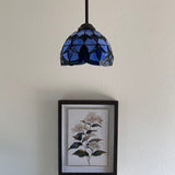 Tiffany Style Mini Hanging Lamp Blue Stained Glass Baroque Style LED Bulb Included EP0818