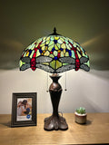 Enjoy Tiffany Style Table Lamp Jade Green Stained Glass Dragonfly Vintage ET1612