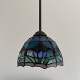 Tiffany Style Mini Hanging Lamp Blue Stained Glass Tulips LED Bulb Included EP0855