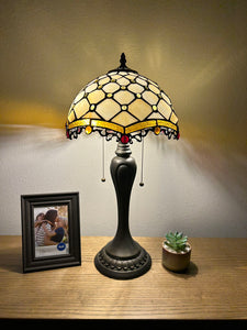 Enjoy Tiffany Style Gold Stained Glass Table Lamp Vintage included 2 LED bulbs  ET1224