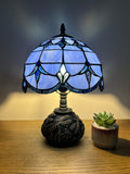 Enjoy Tiffany Style Table Lamp Blue Stained Glass Baroque Style Lavender Include LED Bulb ET1018 H14*W10 In