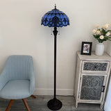 Tiffany style floor lamp Blue Stained Glass Baroque Style Lavender EF1618