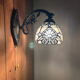 Tiffany Style Wall Sconce Lamp White Stained Glass Baroque Style LED Bulb Included EW0625