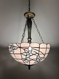 Tiffany Style Ceiling Lights Pendant Lamp White Stained Glass Flowers LED Bulbs Included EP1664