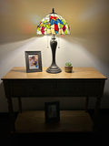 Enjoy Tiffany Style Table Lamp Parrots Grape Stained Glass Vintage H22*W12 Inch ET1273