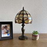 Tiffany Style Table Lamp Gold Stained Glass Baroque Style Lavender ET0849