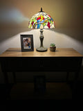 Enjoy Tiffany Style Table Lamp Stained Glass Parrots Grape Vintage ET1274